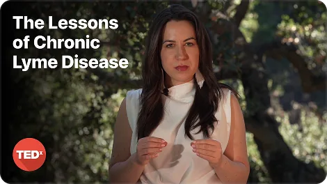 Leah speaking in her TEDx talk, The Lessons of Chronic Lyme Disease